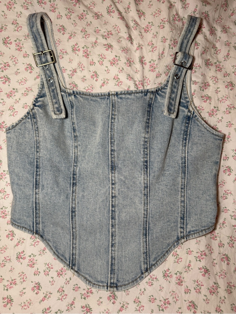 Wild Fable Light Wash Denim Corset Tank Top